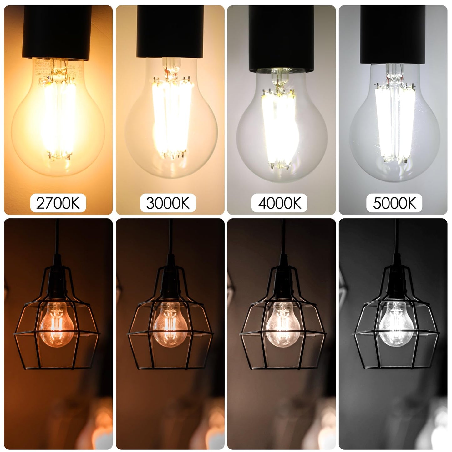 Energetic Dimmable A19 LED Edison Light Bulb, 12W Equivalent 100W, 1600LM High Brightness, 5000K Daylight, Clear Antique LED Filament Bulb for Home