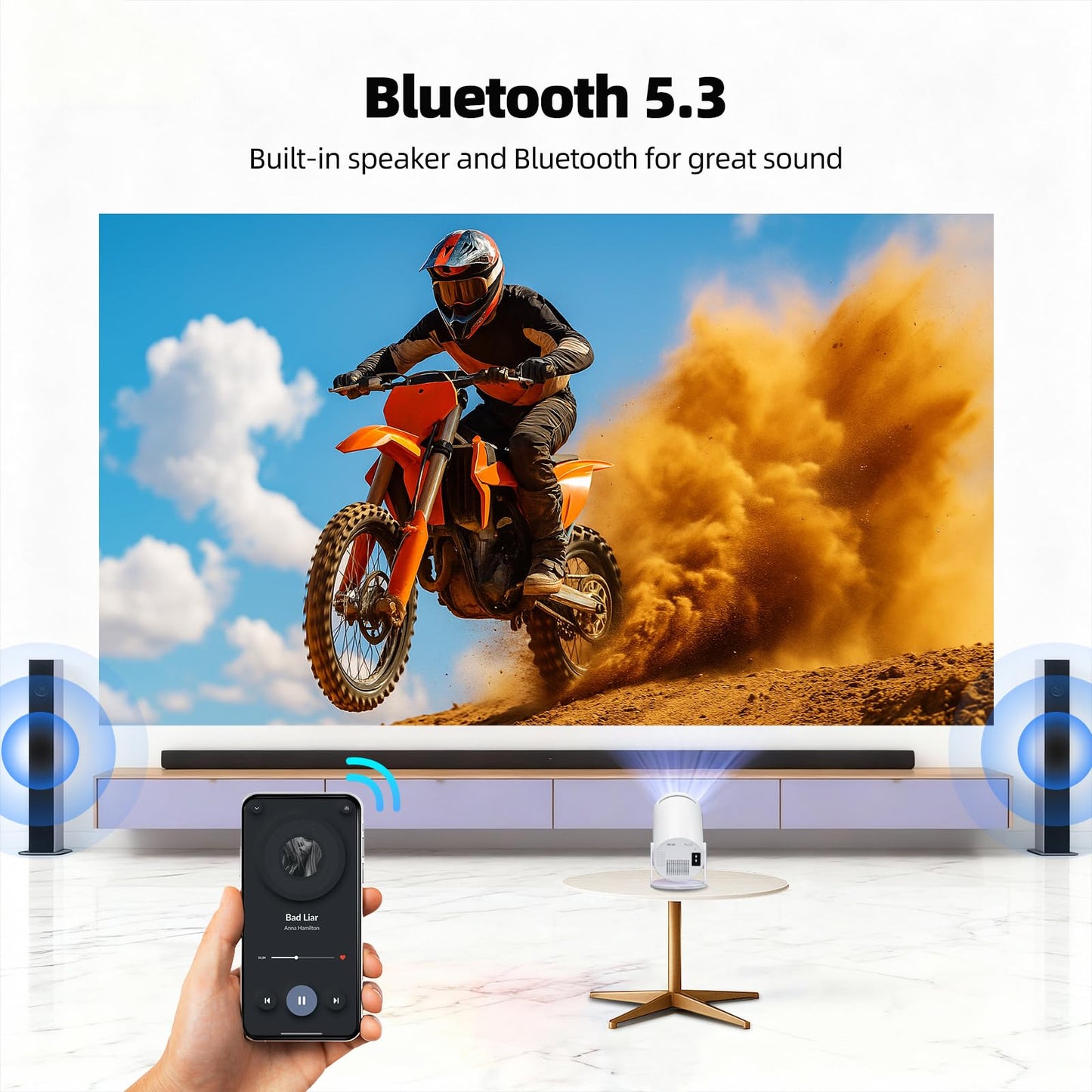 Portable projector with WiFi and Bluetooth, Mini projector supported 4K 1080P, Android 11.0 Movie projector