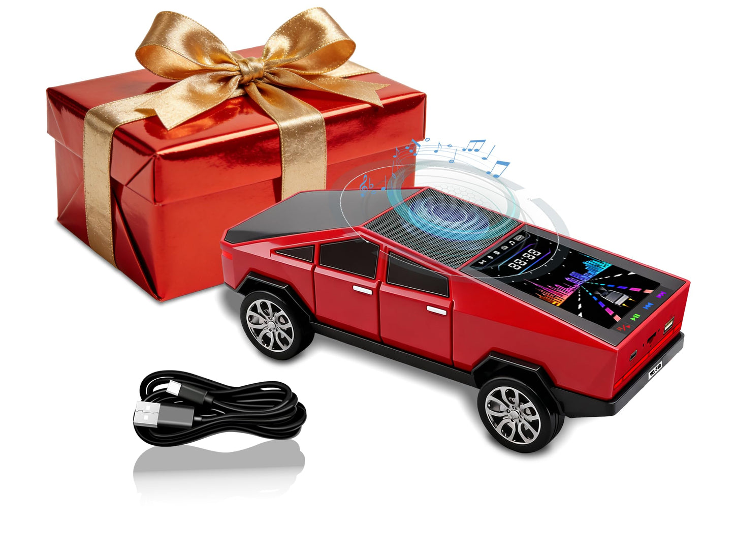 Mesayra Pickup Truck Bluetooth Speaker, Mini Portable Car Sound System with FM Radio, USB Playback, Hands-Free Call, LED Display, Ideal Gift for Men