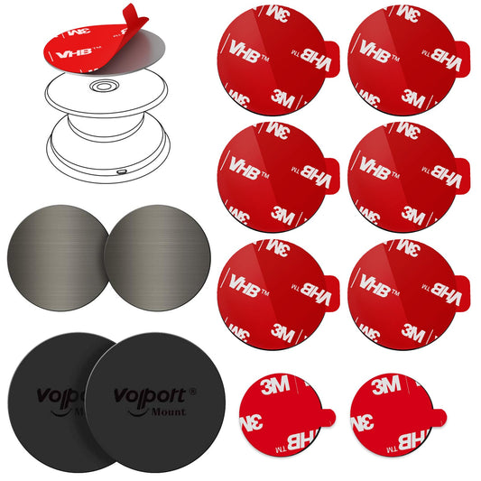 volport Extra Tape Super Sticky Adhesive Replacement and Phone Magnet Sticker Disc for Reusing Grip Stand Socket Base, Circle Double Sided Car Mount