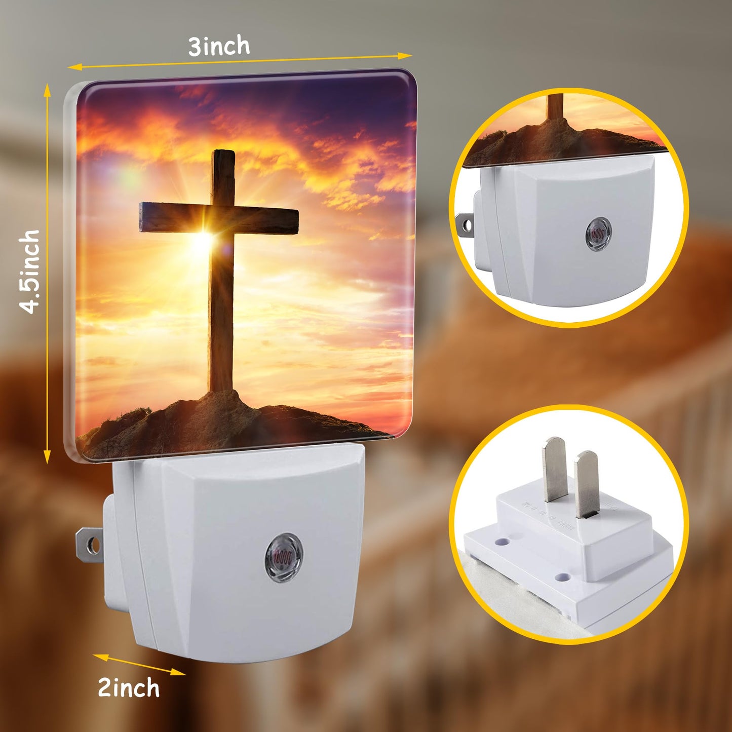 Neidius Christ Cross at Sunset Night Light for Kids Girls Boys,Crucifixion of Jesus LED Night Light Plug into Wall with Dusk to Dawn Sensor for Room