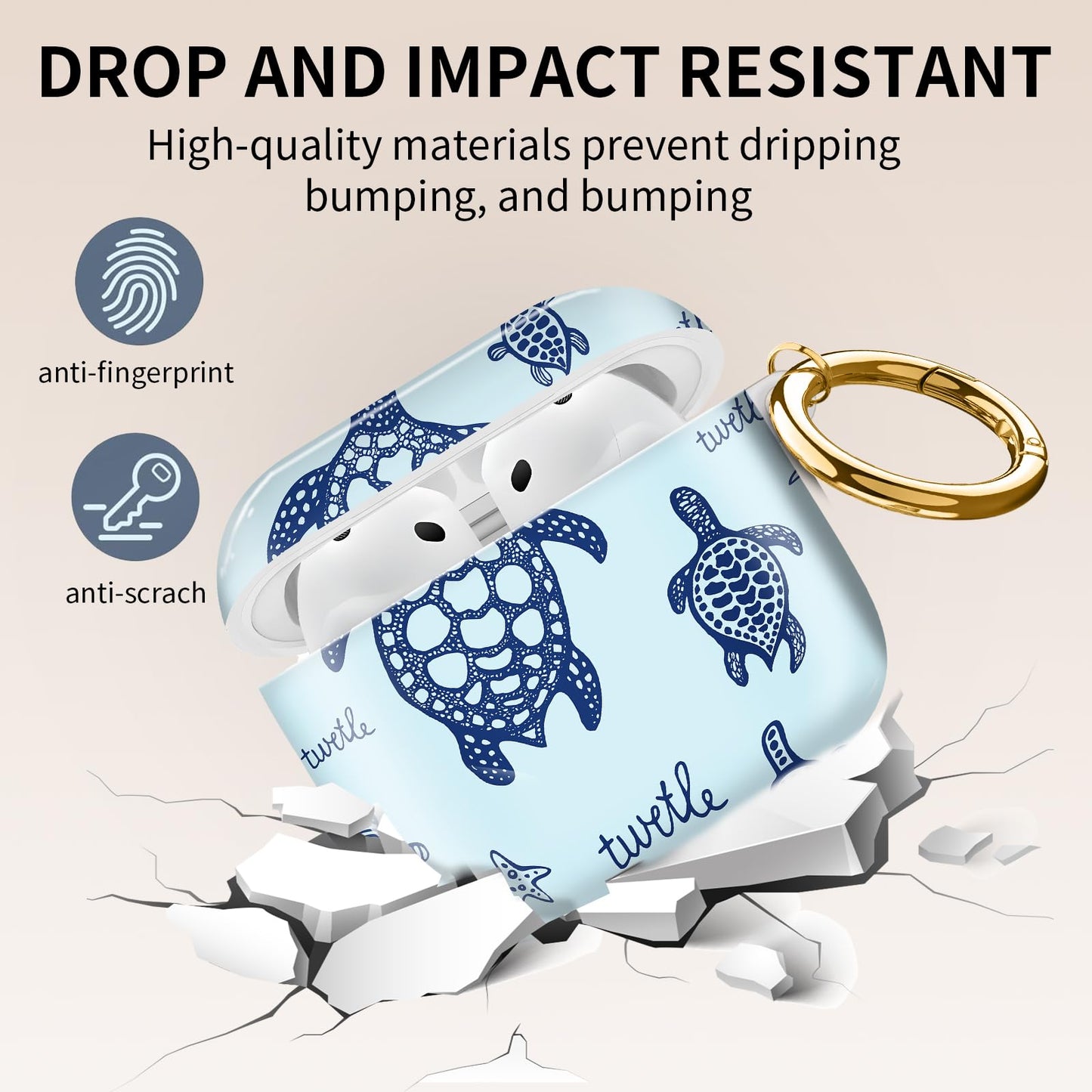 Compatible with Apple Airpods 4th Generation Case Cover(2024), Protective TPU Soft Cases Cover Rugged for Airpod 4 Case with Golden Keychain for Women