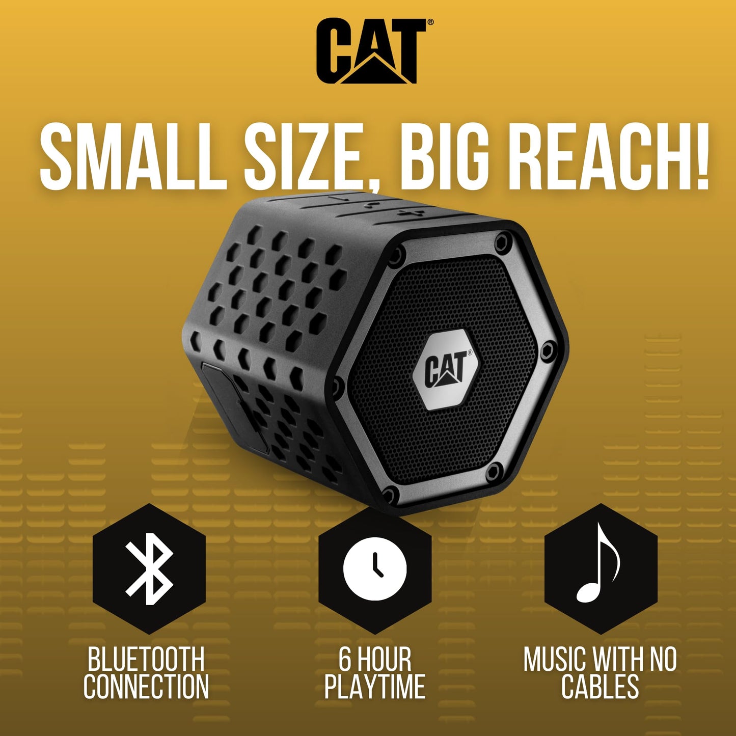 Cat Mini Bluetooth Speaker - Rugged, Heavy Duty, Portable, Wireless Outdoor Speakers | The Best Shock Proof, Dust Proof, & IP66 Water Resistant