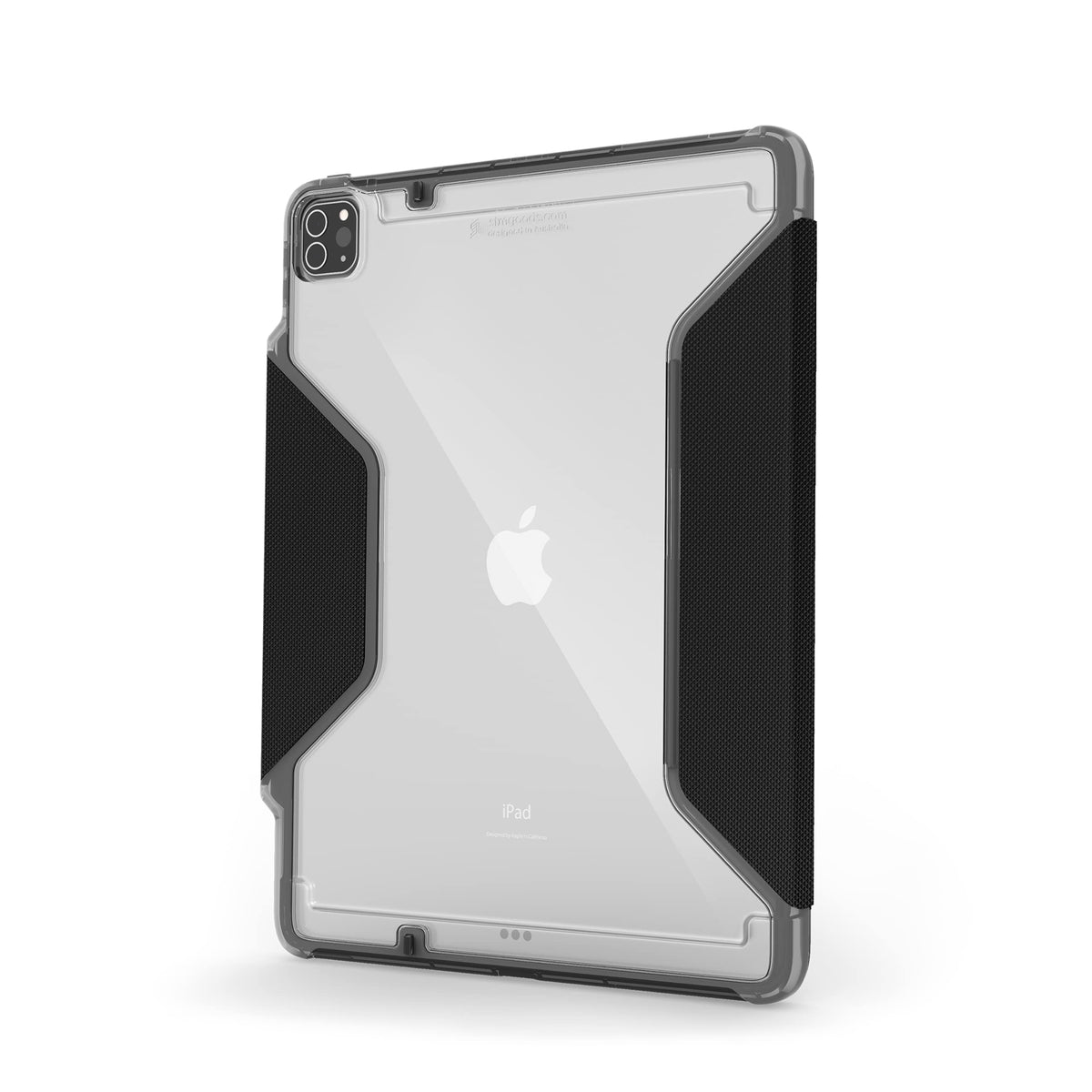 STM Dux Plus for iPad Pro 12.9" (3rd-6th Gen): Ultra Protective, Lightweight with Clear Back, Apple Pencil Holder, Battery Saving On/Off Cover - Black