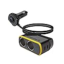 Scosche DCLSPD402SW DoubleUp Dual 12V Adapter with Dual 20W USB-C Power Delivery Charger, Add Power Ports and Double Cigarette Lighter Ports, Fast