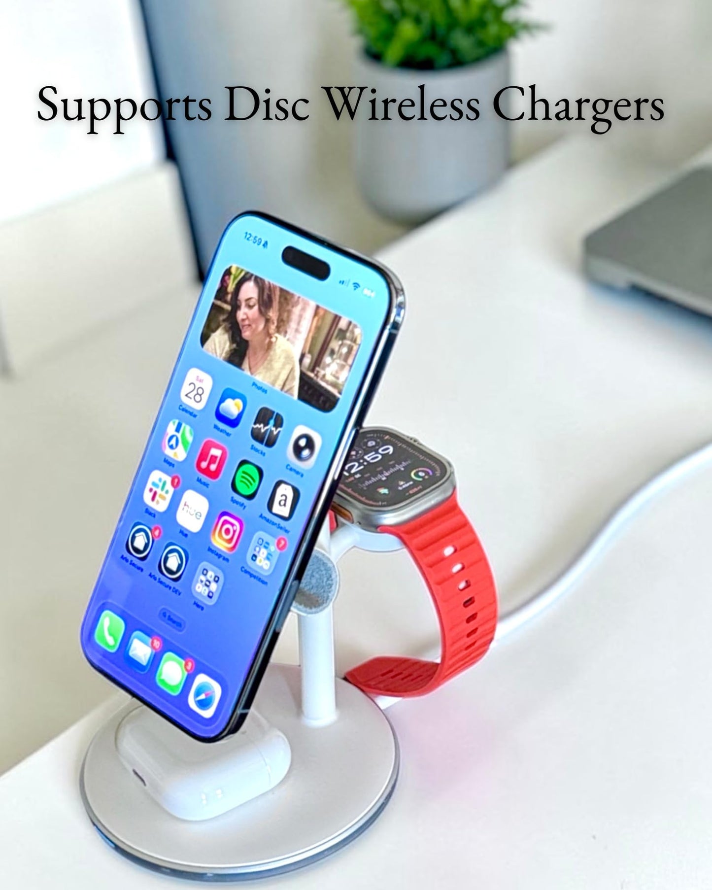 Hero Luxury Phone Grip with Premium Leather Loop, Metal Buckle, Built-in Kickstand (Chrome Buckle + Black Leather)