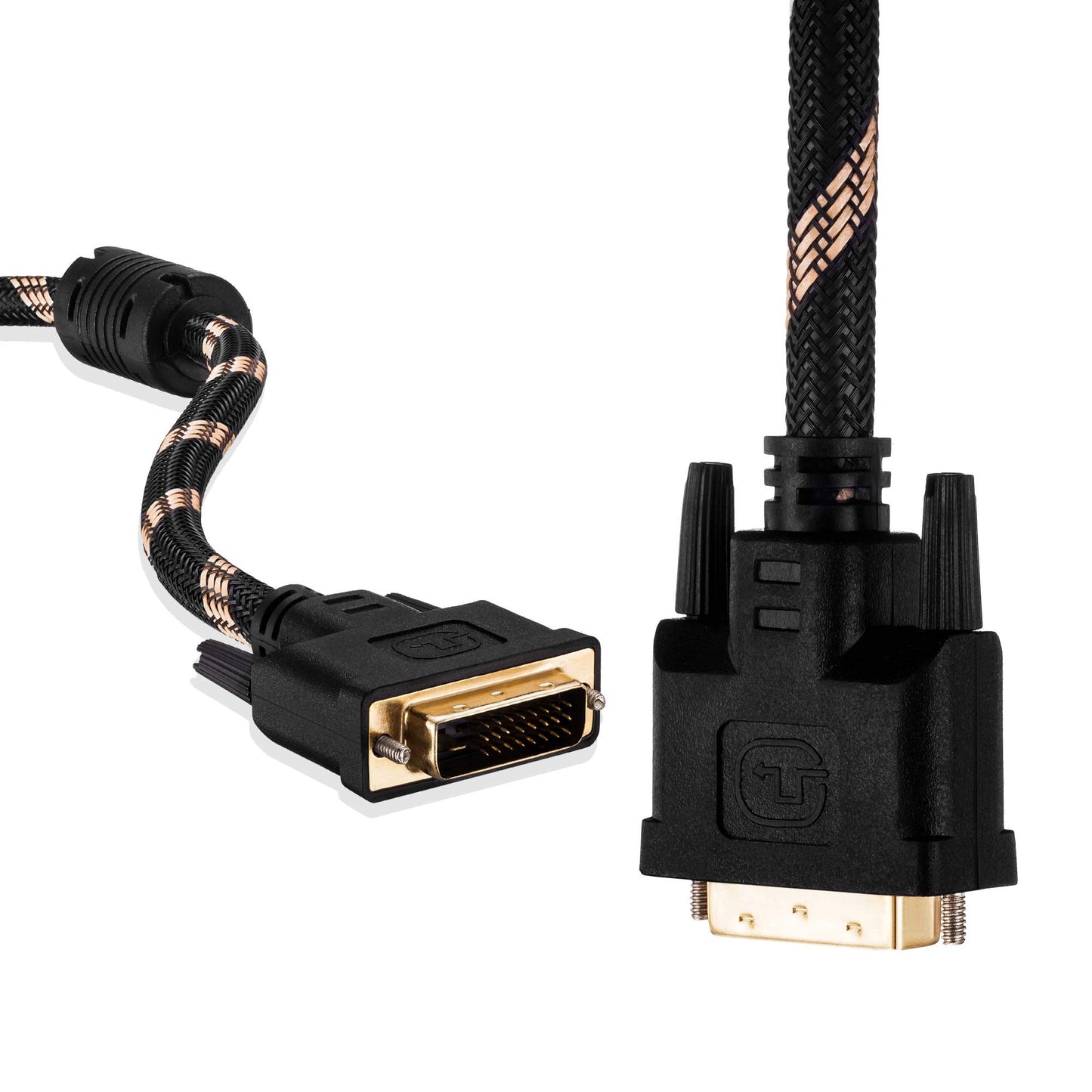 DVI to DVI Cable 50Ft,Nylon Braided DVI-D 24+1 Dual Link Male to Male Digital Video Cable Gold Plated with Ferrite Core Support 2560x1600 for Gaming