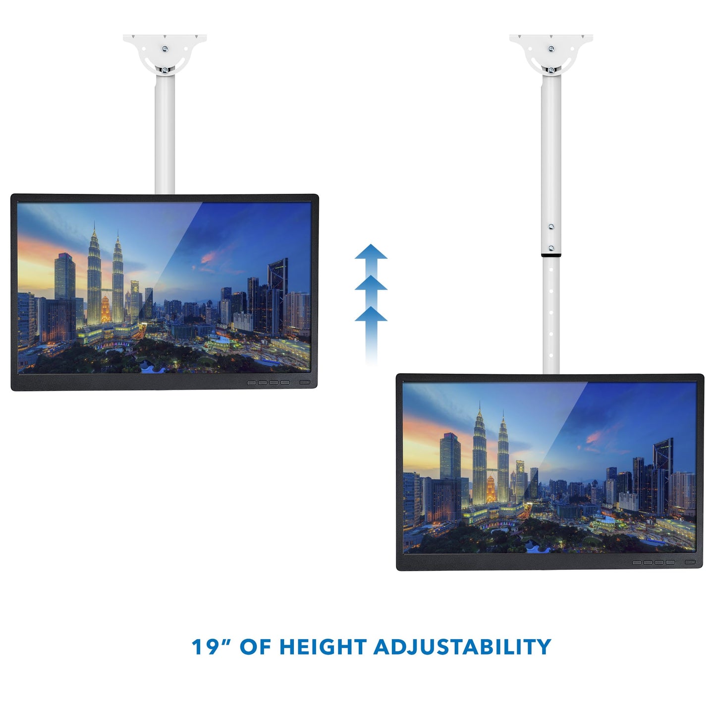 Mount-It Ceiling TV Mount Bracket, Fits 40 42 47 50 55 60 70 Inch Flat Panel Televisions, Adjustable Height Telescoping Tilt and Swivel, Mount