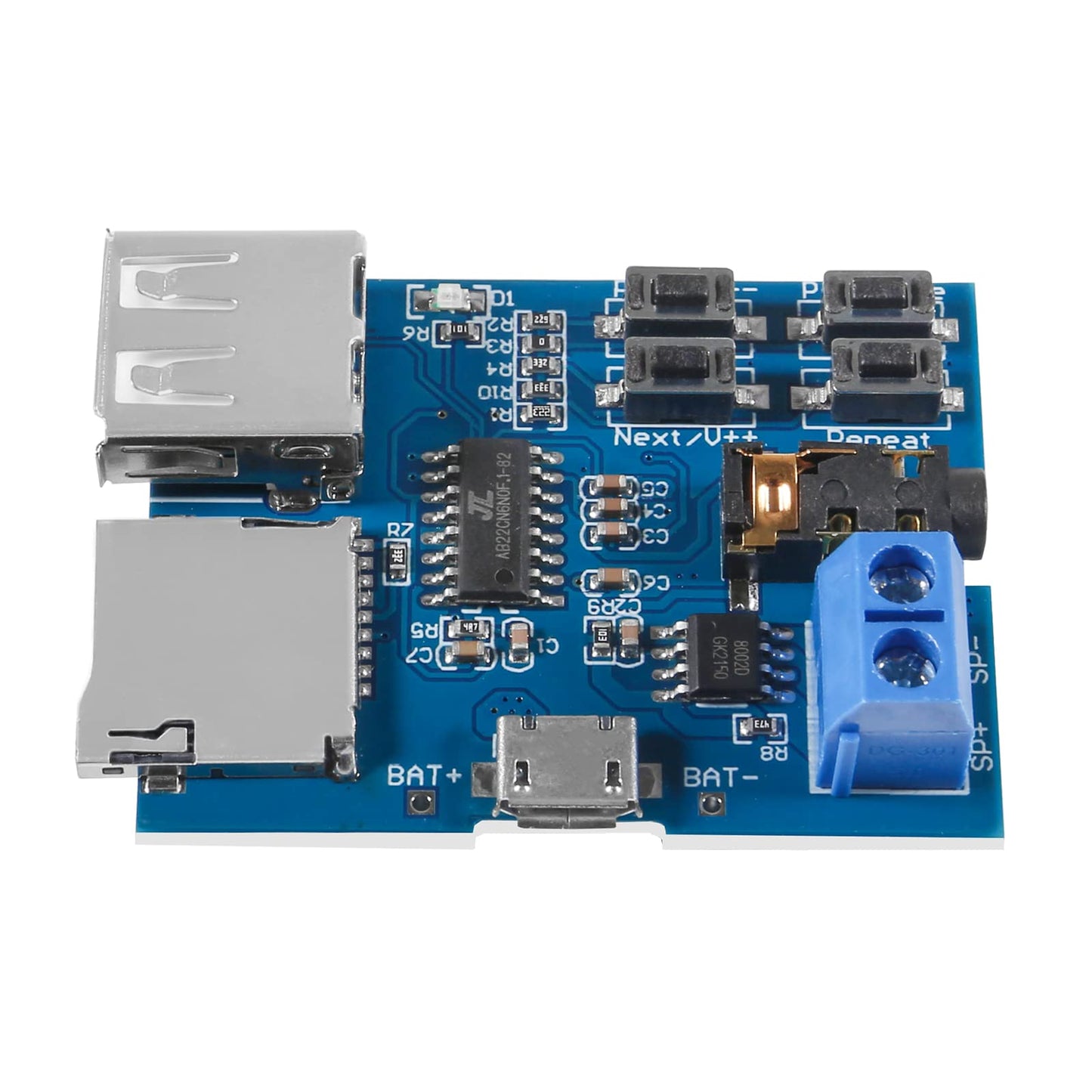 QCCAN 6PCS Micro USB MP3 Decoder Module TF Card U Disk MP3 Format Decoder Board Amplifier Decoding Audio Player Module 3.7-5.5V