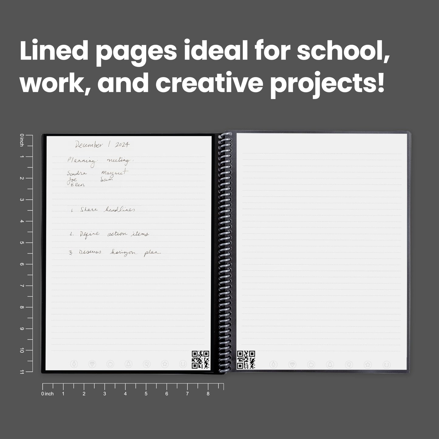 Rocketbook Core Reusable Spiral Notebook, Letter Size 8.5x11, Navy Blue - Lined Pages, App-Connected, Erasable, Durable Cover, Ideal for School, Work