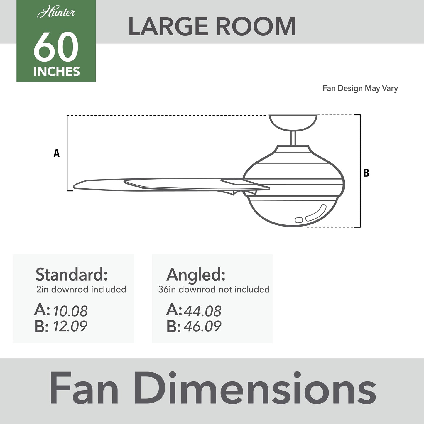 Hunter Fan 52 in Contemporary Matte Black Finish Indoor Ceiling Fan with 3 Blades (Renewed)