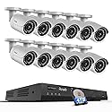 PANOOB 16 Channel Security Camera System, 4K 16CH PoE NVR 4TB HDD, 12PCS 8MP Wired Outdoor Home Surveillance IP PoE Cameras w/AI Human Vehicle