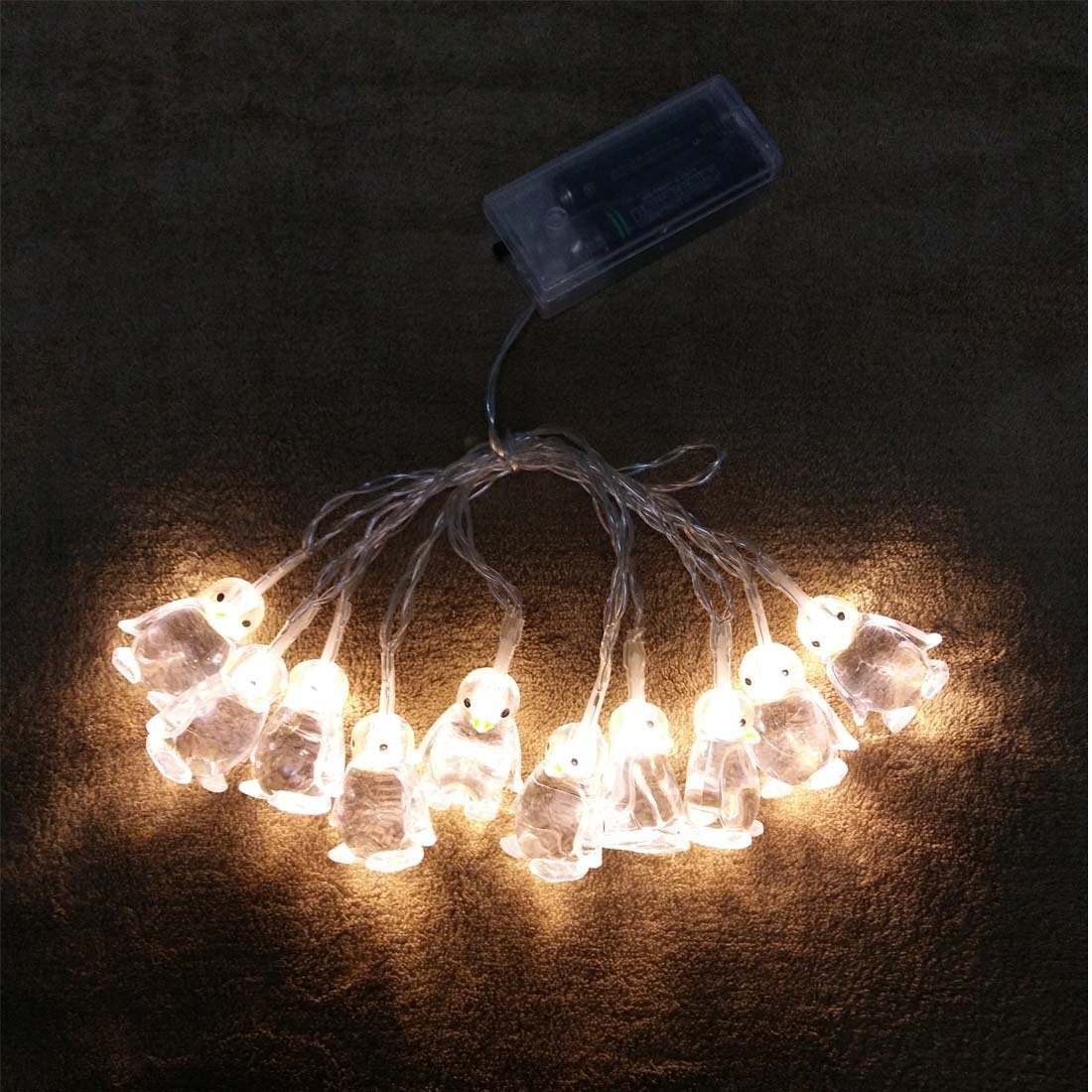 Penfly 1.65M 10LEDs Decorative Penguin Shape Fairy Romantic Night Lamp Mood Night Light for Home Bedroom Wedding Party Babyroom Child(Warm White)