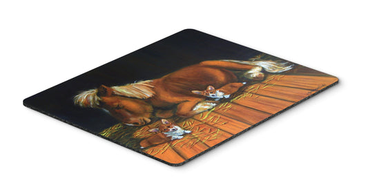 Caroline's Treasures 7323MP Corgi Snuggles The Pony Mouse Pad, Hot Pad or Trivet for Home Office Gaming Working Computers Laptop Mouse Mat,Washable