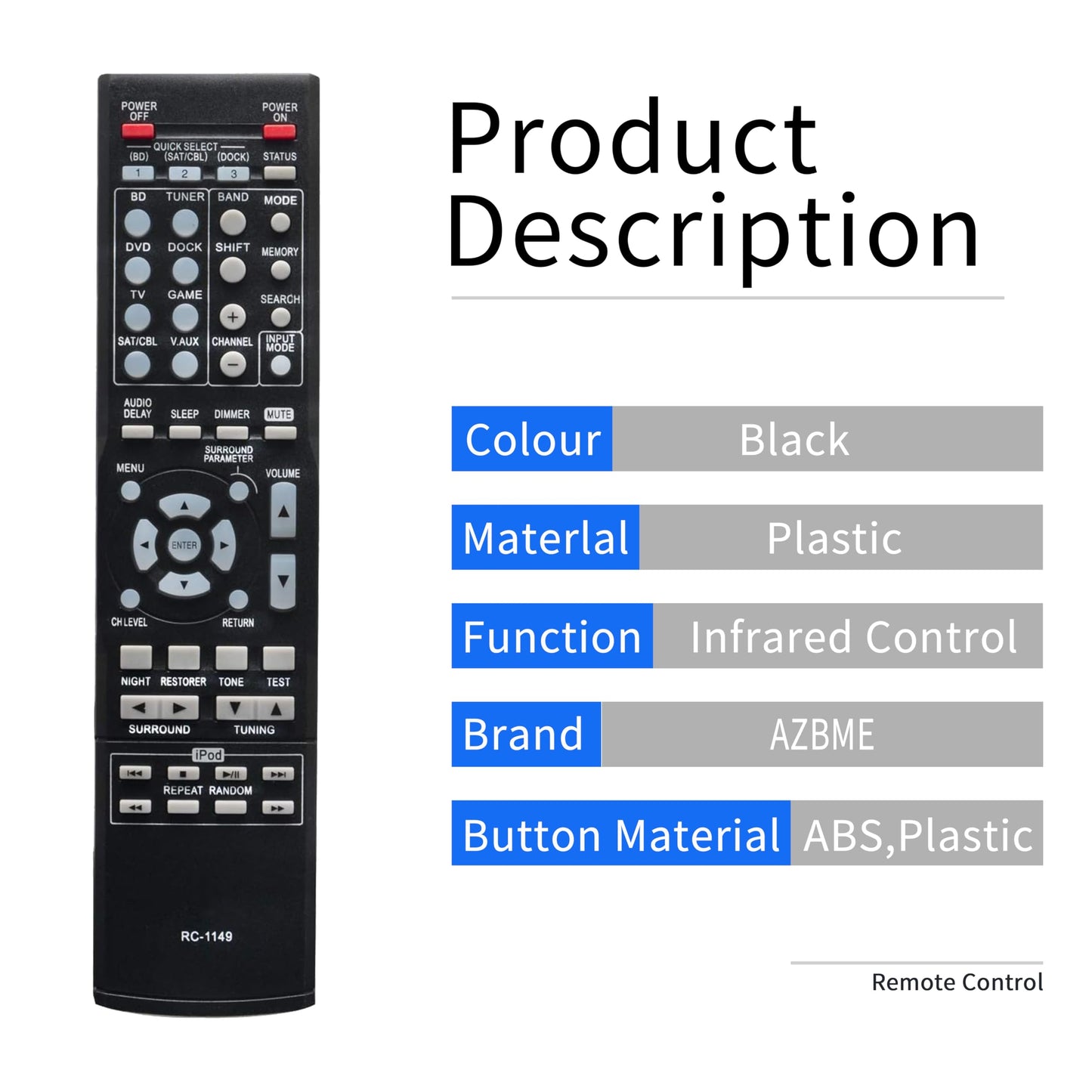 RC-1149 Replacement Remote Control for Denon AVR-391 DHT-391XP AVR-591 AVR-930 AVR-390 AVR-1311 AVR-1312 AV Receiver