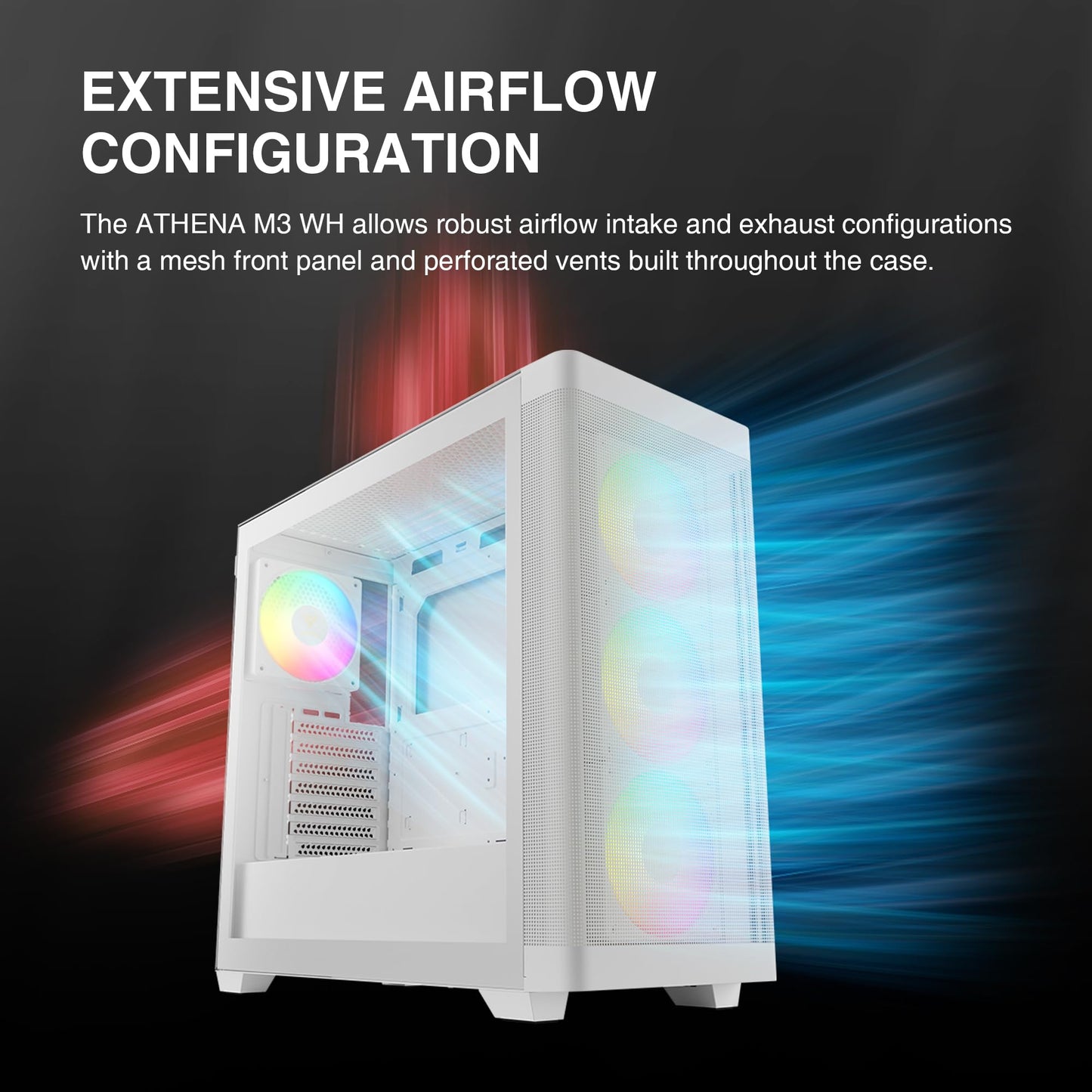 GAMDIAS White ATX Mid Tower Computer Case Tempered Glass, Gaming PC Case Support Dual 360mm AIO/Radiator, 7x120mm Case Fans (4X 120mm Built-in), 420mm