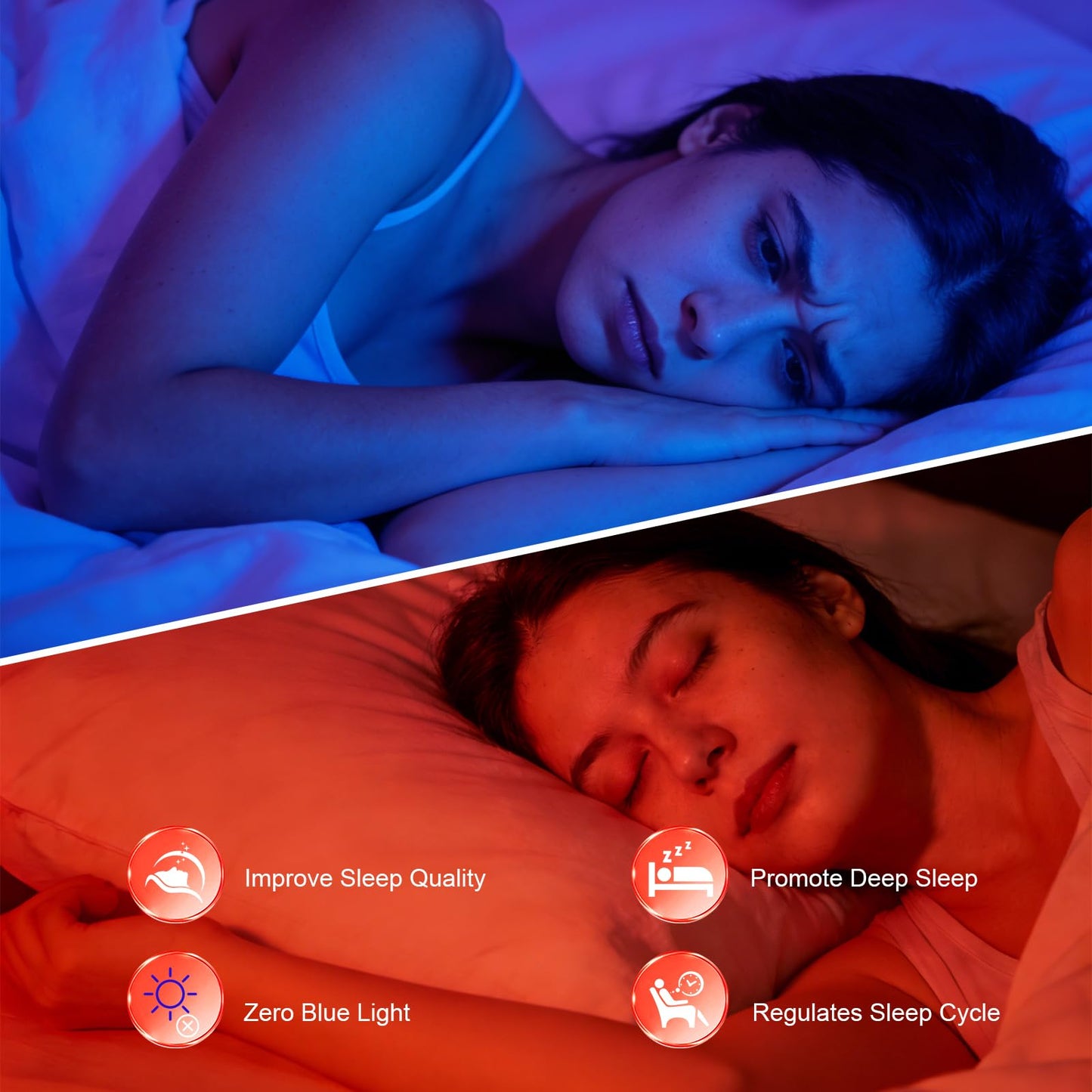 670nm Red Light Night Light for Sleep, Dusk to Dawn Sensor, 4 Pack