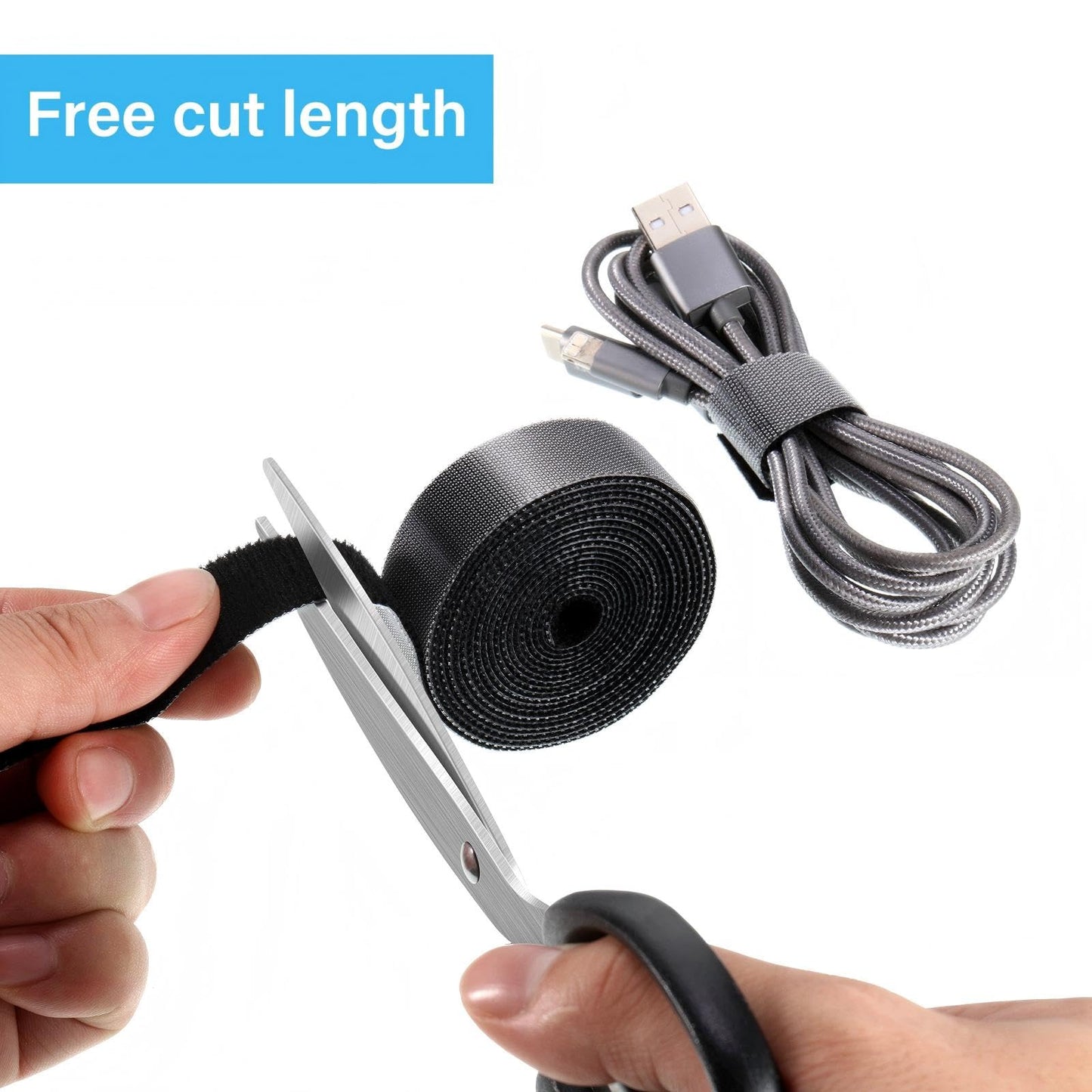 WILLBOND 5 Rolls of Fastening Tape Cable Ties Reusable Fastening Nylon Tape Double Side Hook Roll Hook and Loop Straps Wires Cords Management Wire