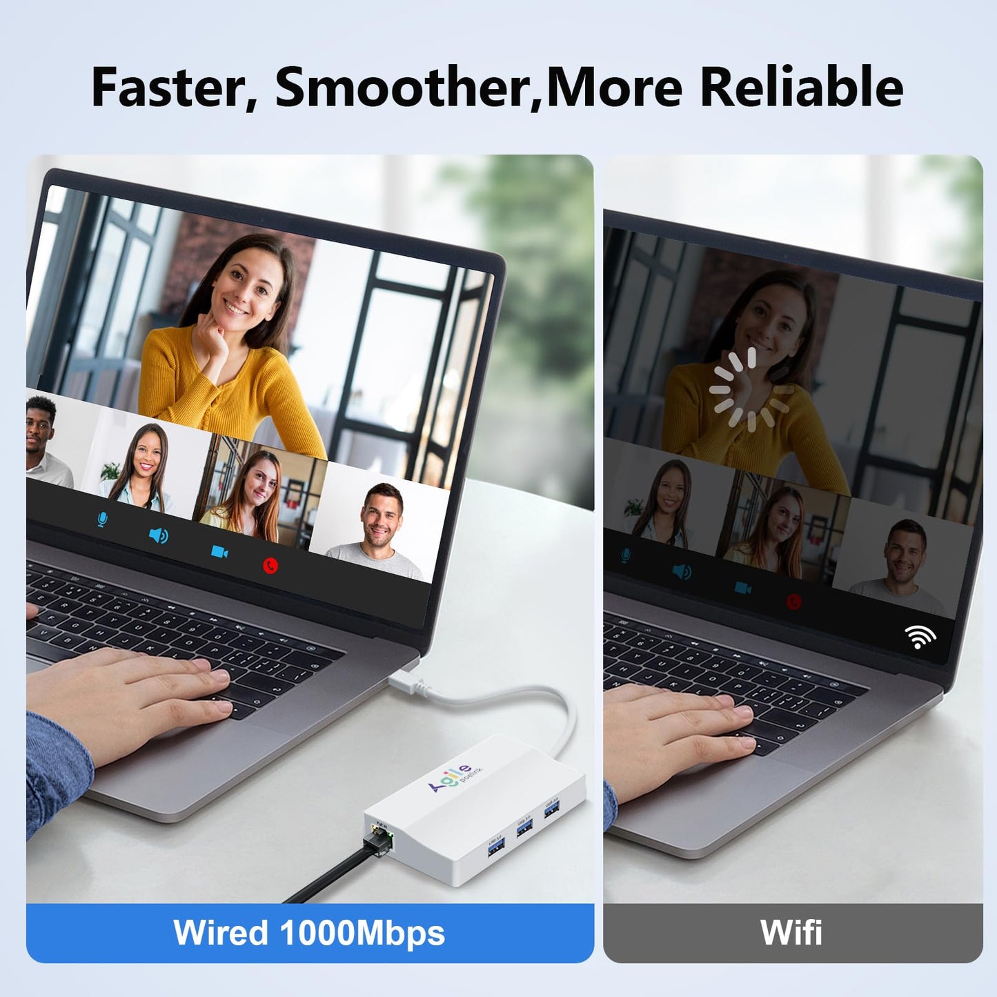 AGILEPOELINK PoE to USB C Hub, USB-C to Ethernet Multiport Adapter Plug & Play, 5 in 1 (Gigabit Ethernet, 23W Powered by POE 802.3at, 3*USB 3.0)