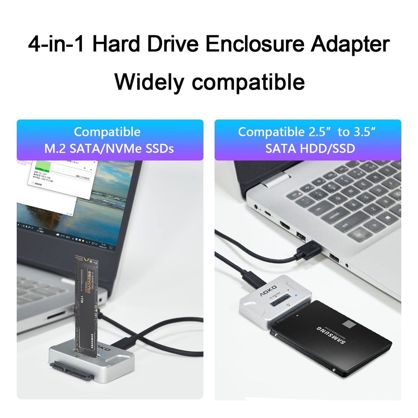 M.2 SATA/NVMe to USB Docking Station,Hard Drive Reader Adapter, External M.2 SSD Enclosure for M.2 PCIe NVMe and SATA SSDs, Compatible with SATA III
