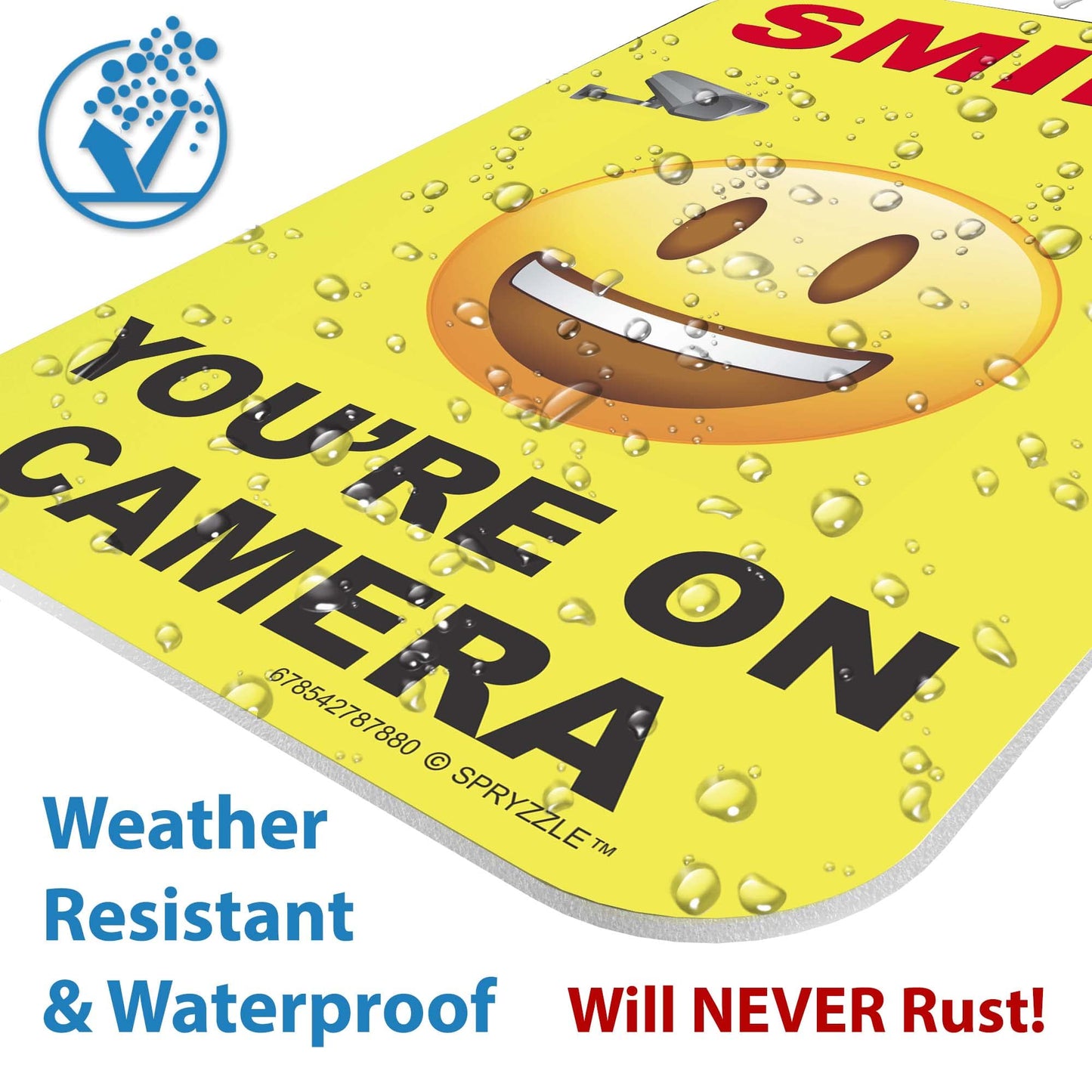 Smile You're on Camera Video Surveillance Security Sign 9" x 12" PVC Warning Signs for Property Home Security Signs for House, Home Business, Camera