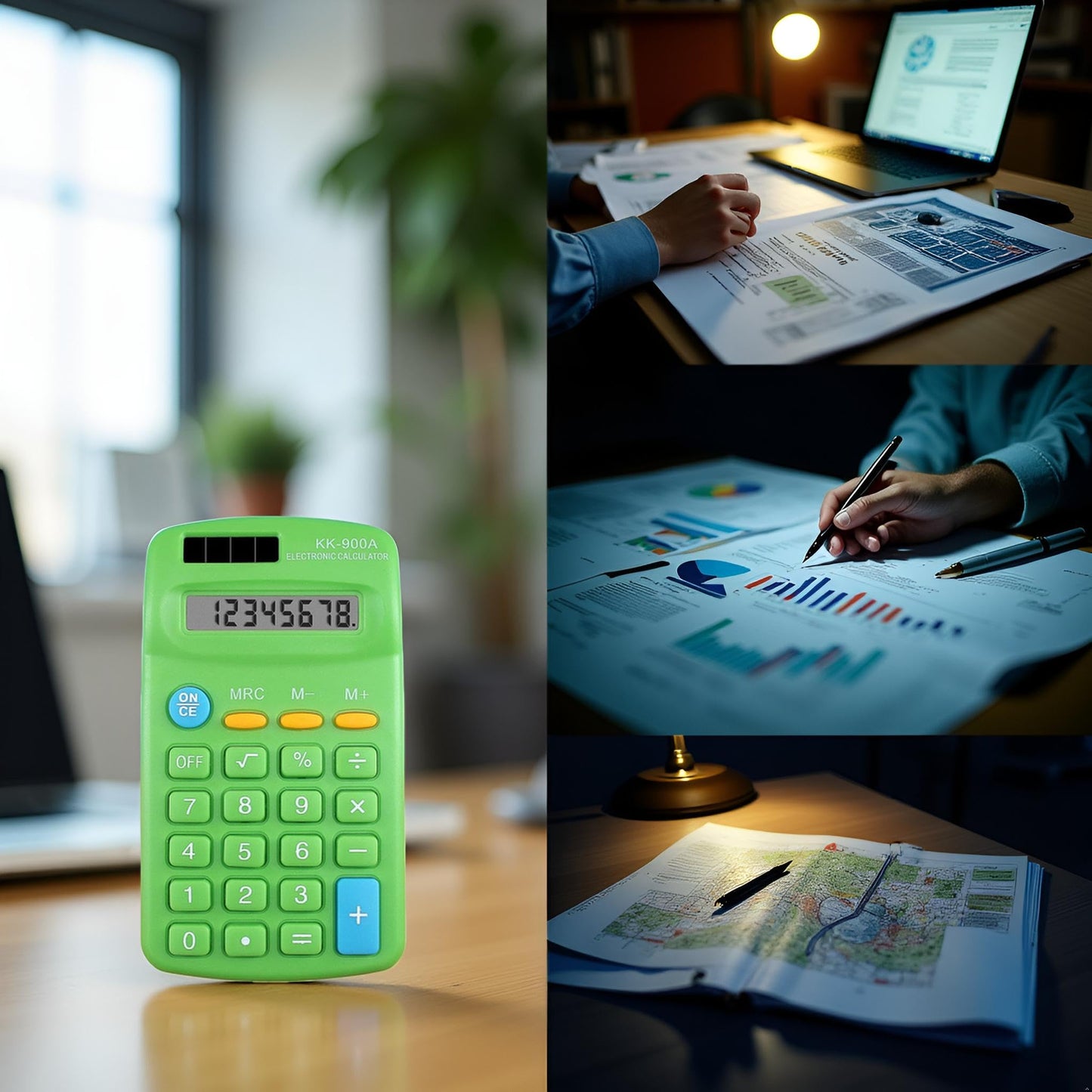 Green Mini Calculator 8 Digits with LED Large Screen Big Button, Pocket Calculator for Office, Home, School Office Electronics Easy to Carry