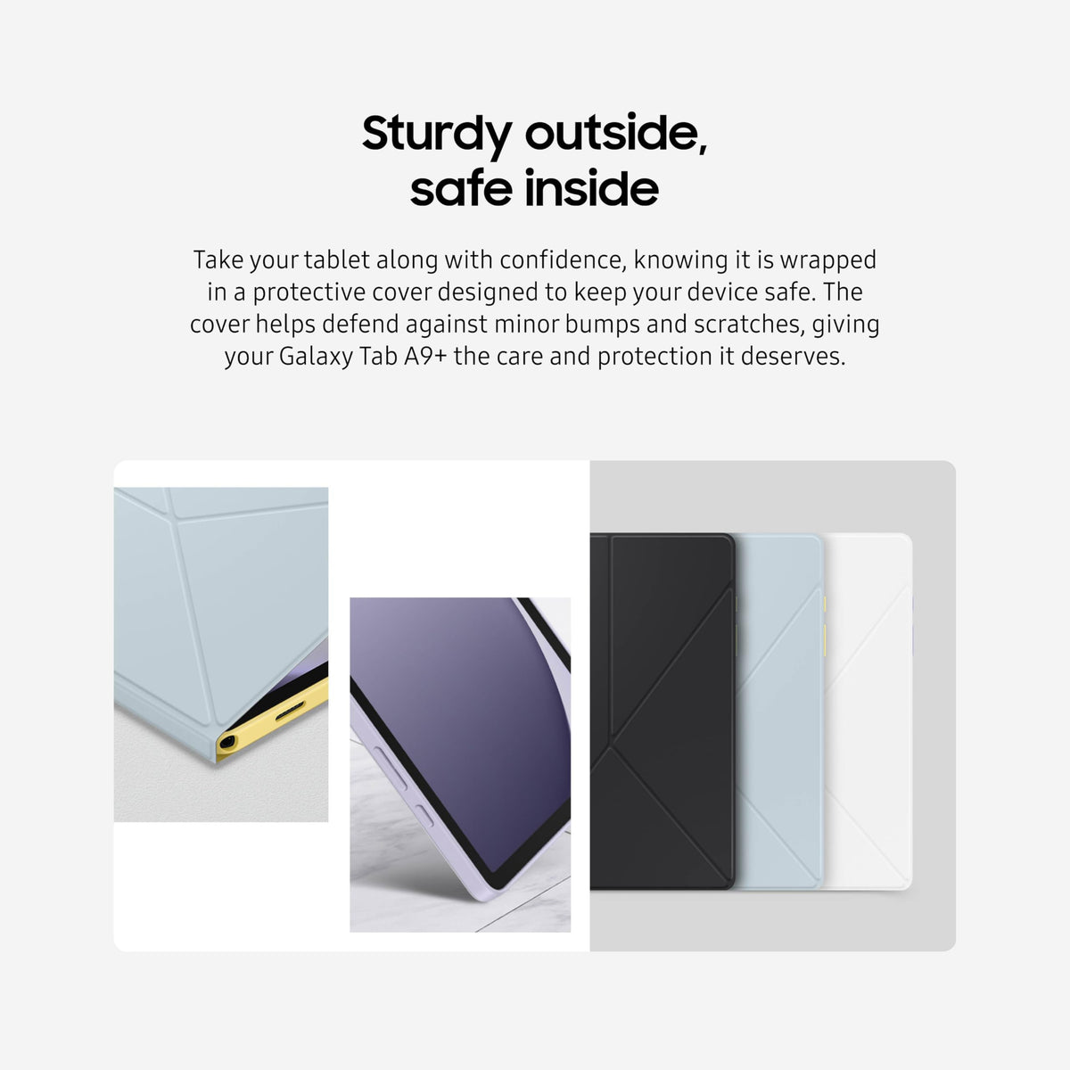 SAMSUNG Galaxy Tab A9+ Book Cover, Tablet Protector Case, Foldable Stand with Landscape and Portrait Modes, Protective Against Bumps and Scratches