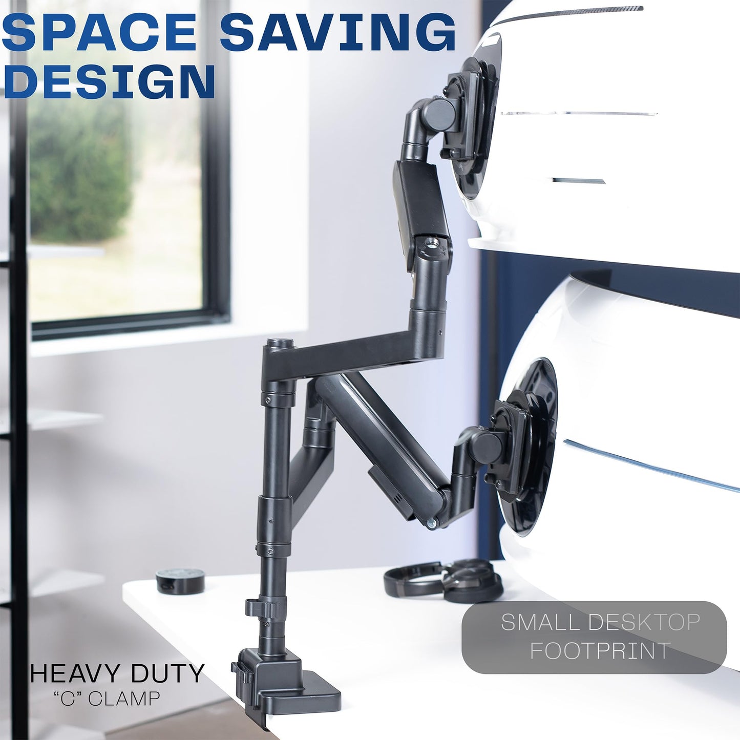 VIVO Dual Ultrawide Monitor Arms with Pole, 57 inch Screens up to 59.4 lbs, Desk Mount TV and Monitor Stand Designed for Samsung Odyssey Ark, Neo G9
