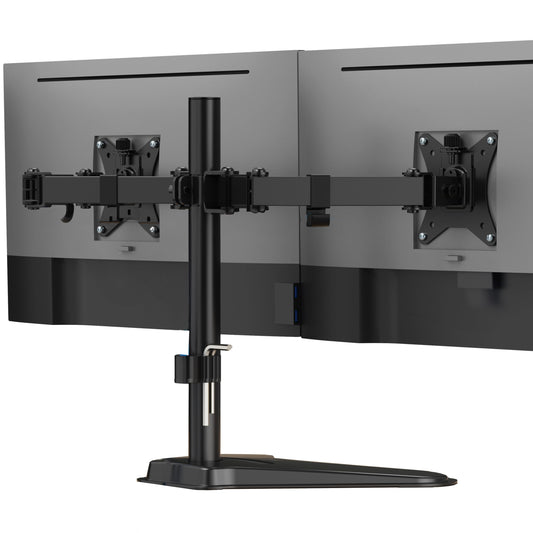 Mount-It! Dual Monitor Stand for Desk, Free Standing Monitor Mount for 2 Screens up to 32”, Height Adjustable with Tilt, Swivel & Rotation, VESA 75x75