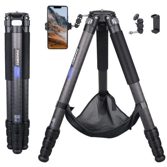 Compact Carbon Fiber Tripod - Heavy Duty 40mm Leg Tubes, Max Height 63.6in/162cm, Stable and Lightweight Travel Stand for DSLR, Video Cameras, Max