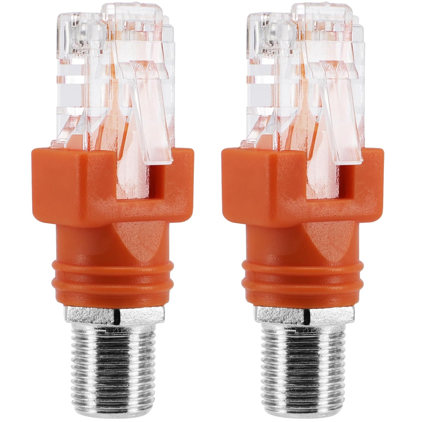 BERANMEY RF to RJ45 Converter Adapter, 2 Pack F Female to RJ45 Male Ethernet Adapter Coaxial Coupler Coax Straight Connector