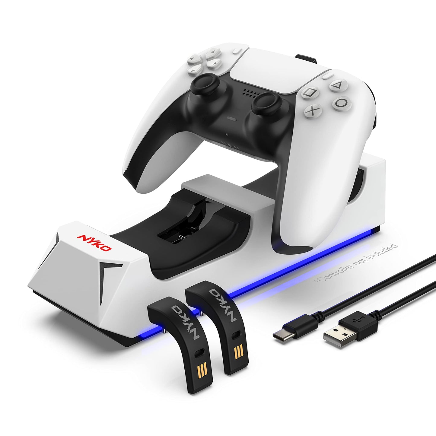 Nyko Dualsense Charging Station for PlayStation 5 - Drop and Charge Base for 2 PS5 Controllers w/LED Indicators and Extra USB Port - PlayStation 5