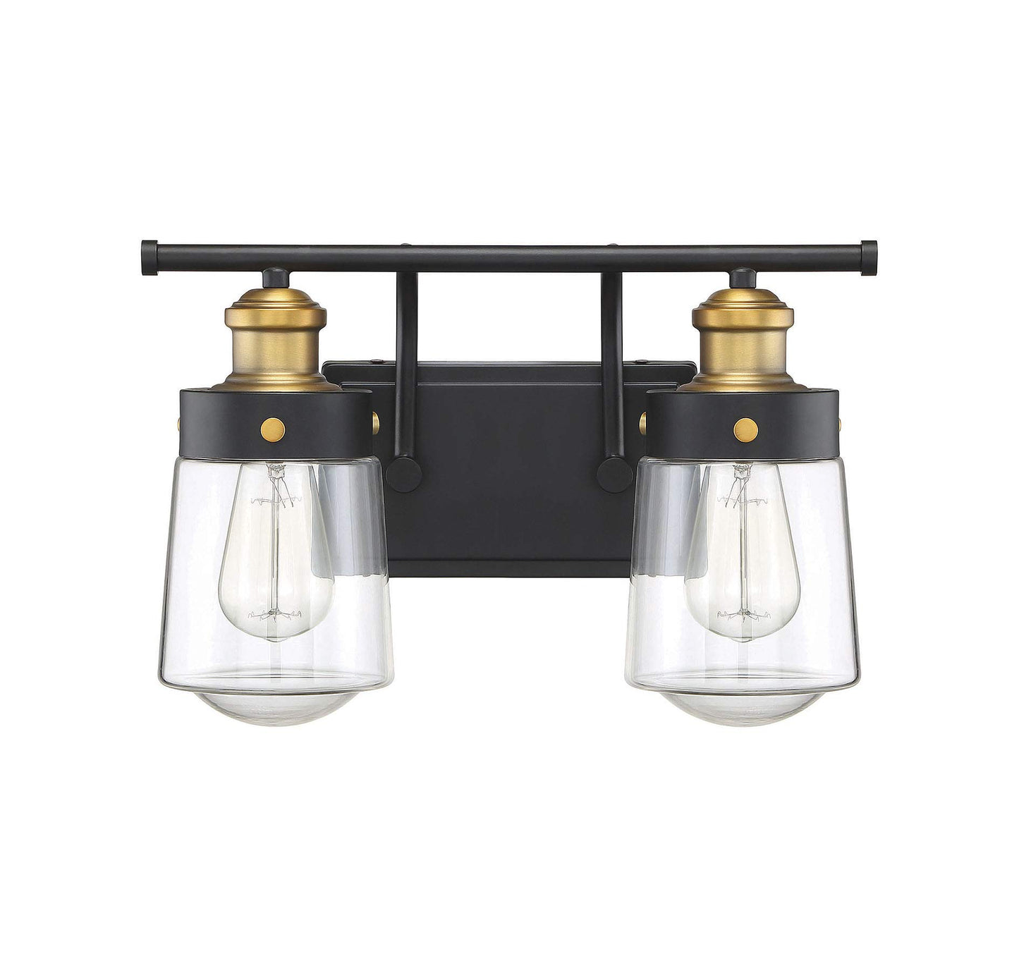 Savoy House 8-2069-2-51 Macauley Industrial Farmhouse Rustic Clear Glass Bathroom Vanity Wall Light, 2-Light 120 Total Watts, 10" H x 15" W, Vintage