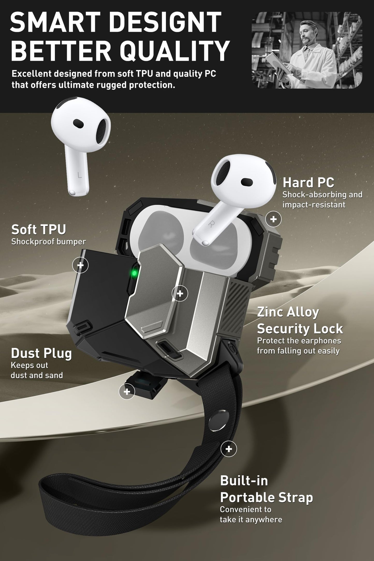 i-Blason for Apple AirPods 4 Case MagSafe [Magnetic Auto Lock] Full-Body Military Protective Hard Case with Lanyard for AirPods 4th Generation