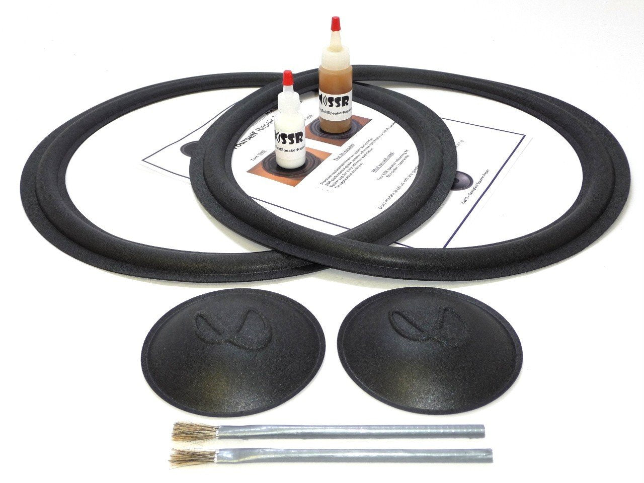 Complete Infinity 15" Speaker Foam Surround Edge Repair Kit - 2 Speaker Kit - 2 Inf. dust caps - Compatible with Infinity SM150, SM152, SM155