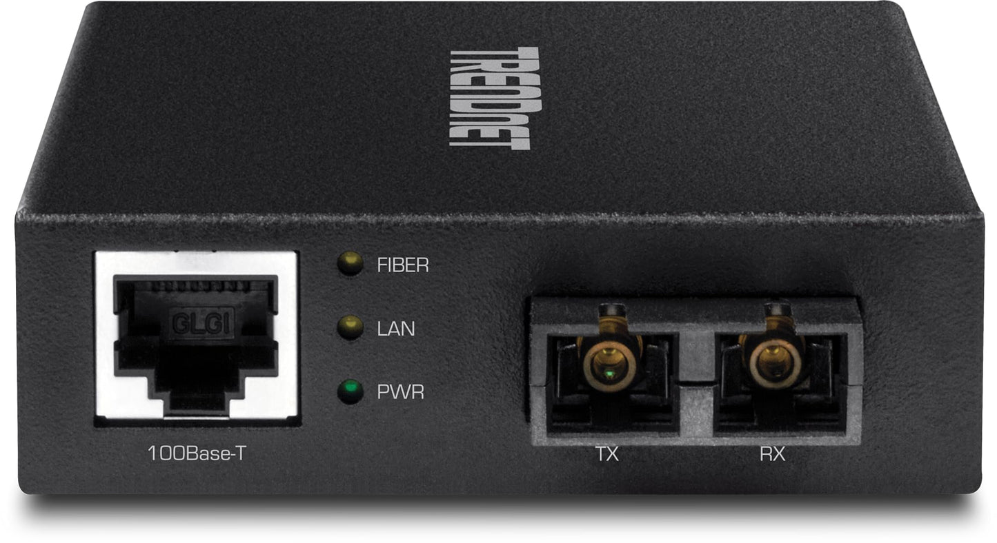 TRENDnet 100 Base-T to 100 Base-FX Multi-Mode SC Fiber Converter, Standalone, 10/100 Mbps Auto-MDIX Fast Ethernet Port, Fiber Networking up to 2 km