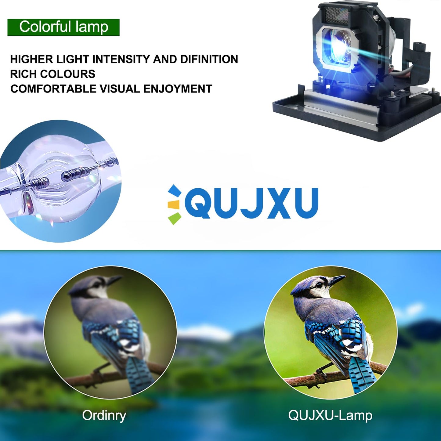 QUJXU ET-LAE4000 Replacement Lamp Bulb with housing for Panasonic PT-AE4000/PT-AE4000U/PT-AE4000E Projector Lamp