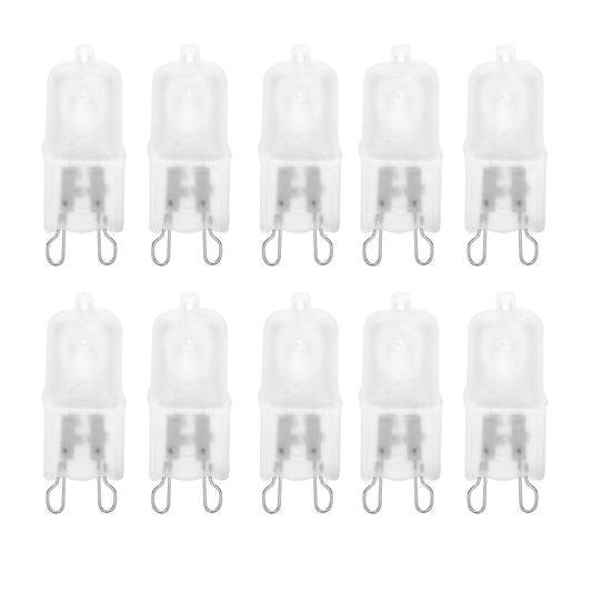 12Vmonster 10 Pack Frosted Lense Q25/G9/FR/120V G9 JCD 25 Watt 120 Volt T4 JD Type Halogen House Hold Light Bulb Hanging Pendant Accent Type Spot Down