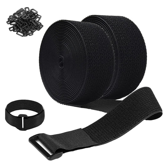 Jumpso 2 Rolls 26FT 2 inch Wide Cable Straps with 20 Buckles, Heavy Duty Nylon Hook and Loop Straps for Fastening Securing, Reusable Cut-to-Length