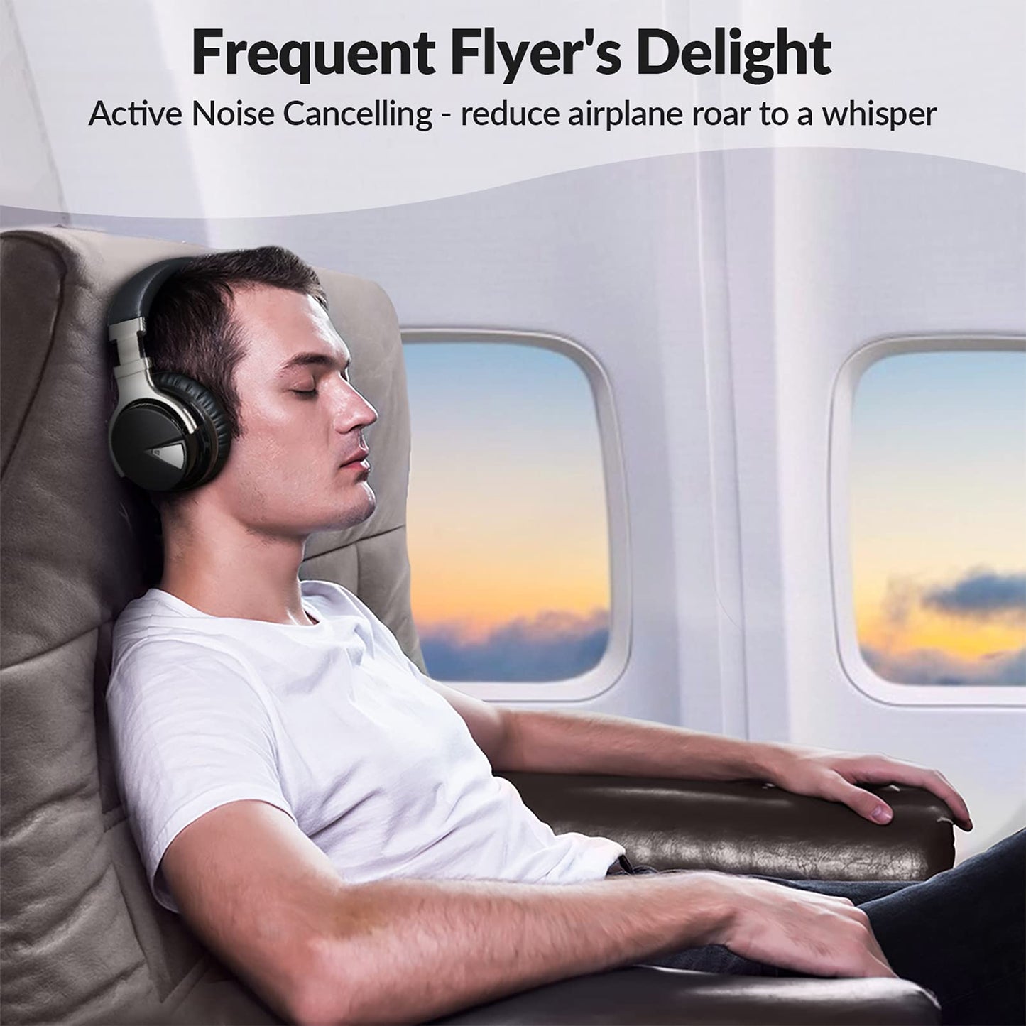 Silensys E7 Active Noise Cancelling Headphones Wireless Bluetooth Headphone with Microphone Deep Bass Over Ear, Comfortable Protein Earpads, 30 Hours…