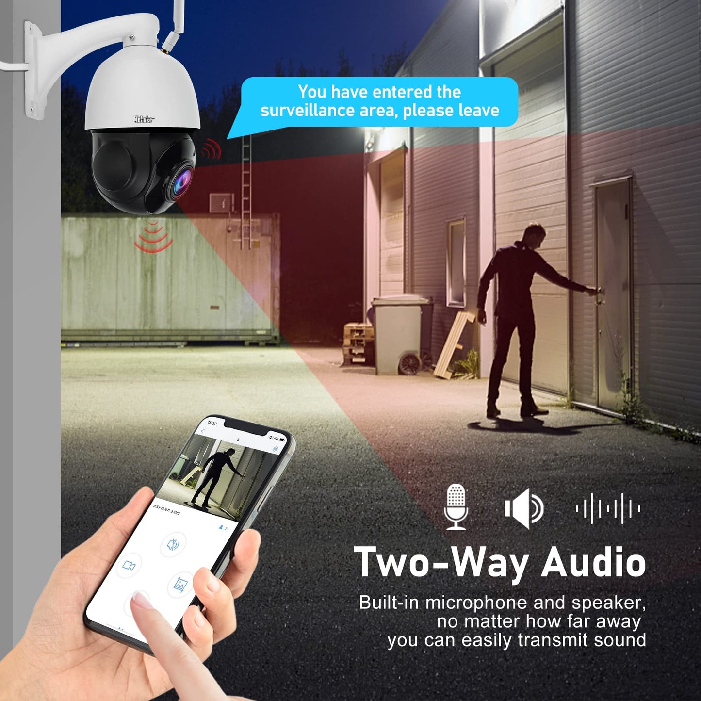 YoLuKe PTZ Camera Outdoor,5MP 20X Optical Zoom WiFi IP Camera with 360° Rotate and 1000ft View Distance/Human Detection & Auto Tracking/Two Way