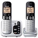 Panasonic Cordless Phone with Answering Machine DECT 6.0 Expandable, Call Block and Caller ID - 2 Cordless Handsets - KX-TGC222S (Silver)