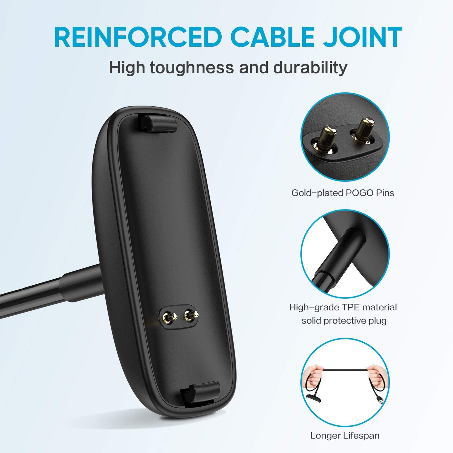 EEweca [2-Pack] Charger Cable for Fitbit Inspire 2, Replacement Charging Cable Accessory (3.3 ft/1.0 ft)