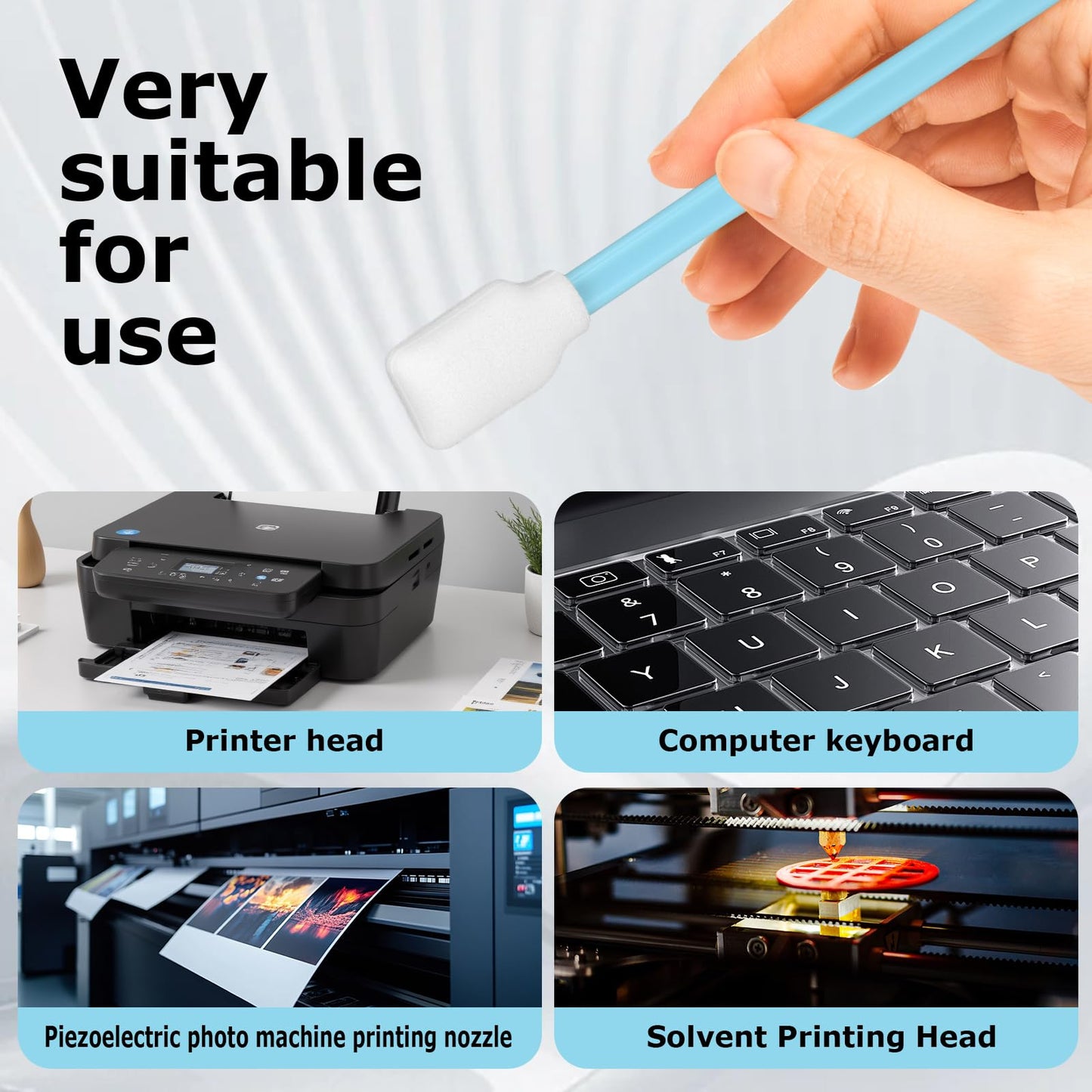 Foam Cleaning Swab Sticks, Dust-Free Cleaning Sponge Tip Swabs Printer Heads, Scanners, Camera Lenses, Chip Hard Disk Industries, Optical Lenses