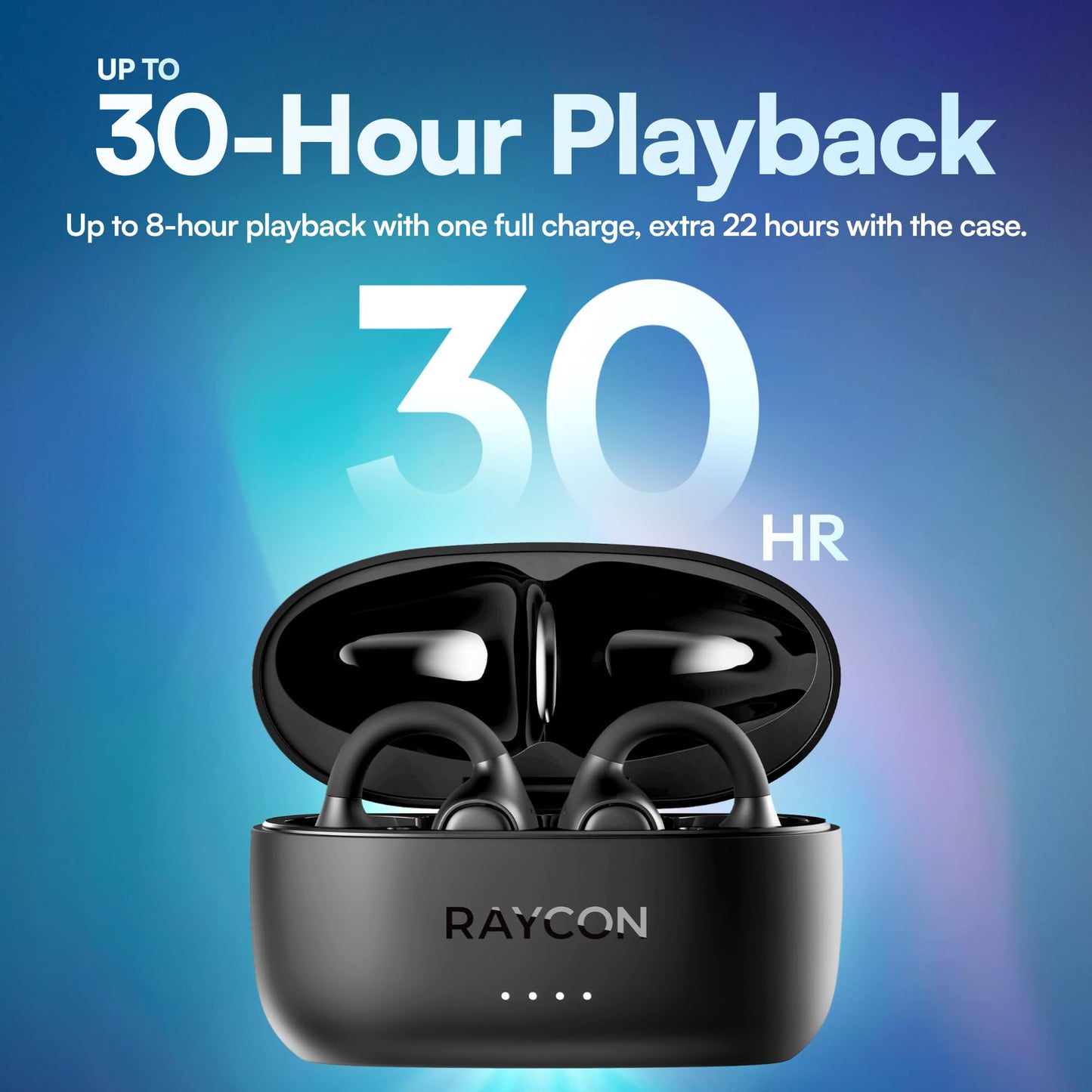 Raycon Everyday Clip-On Earbuds - Open Ear, Water Resistant, 30Hr (Blue)