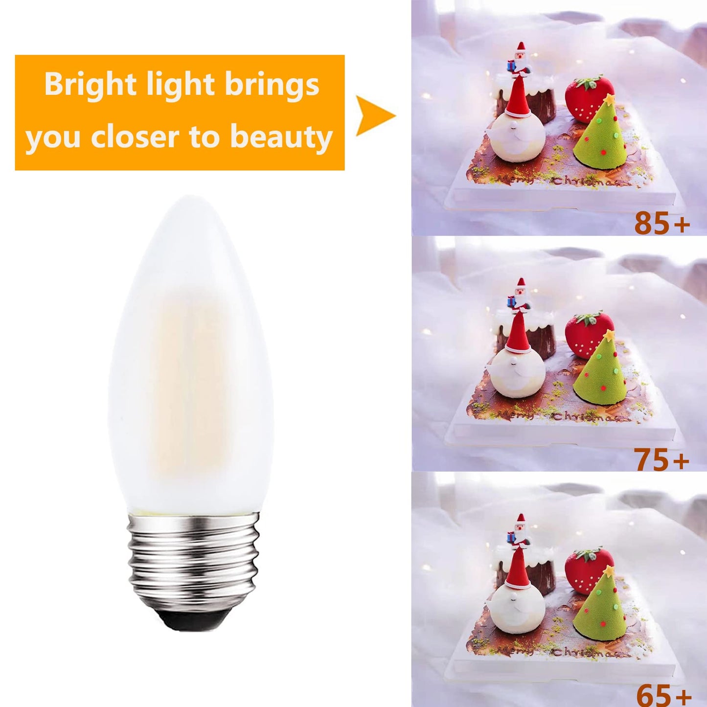 Sunaiony E26 Candelabra Bulb 60W Equivalent Dimmable Chandelier Light Bulbs