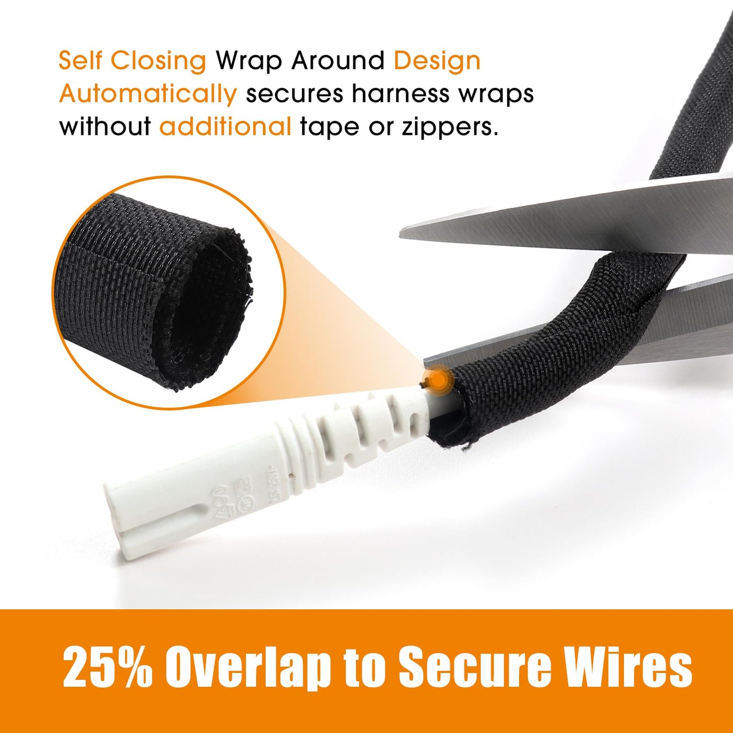 SUNNAREPOON Braided Split Wire Loom Wire Insulation Sleeving Cable Tubing Wrap Harness Hose Protect and Organized (Black, 1/4''(5mm) - 8feet)