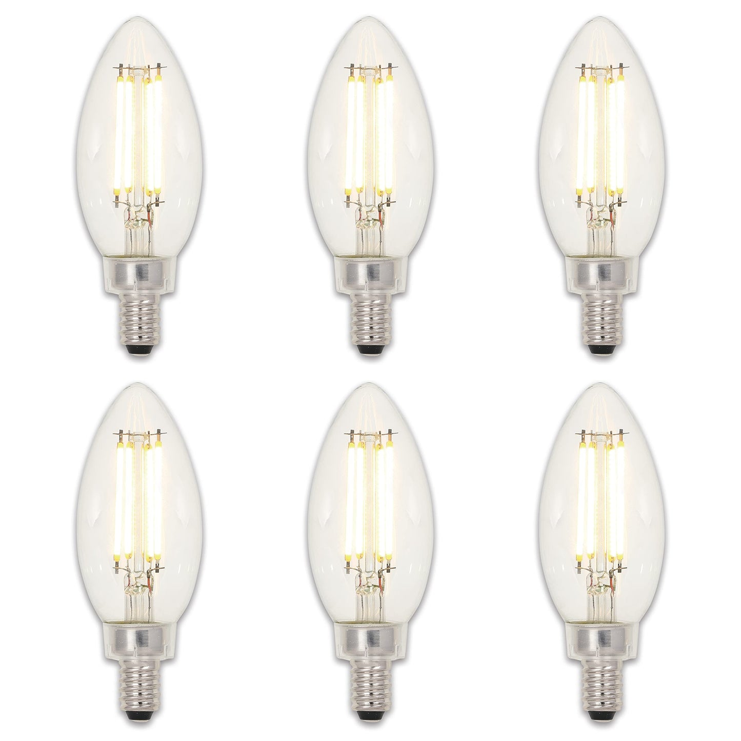 Westinghouse 3517120 3517120 40-Watt Equivalent B11 Dimmable Clear Filament Led Light Bulb with Candelabra Base (6 Pack), Clear