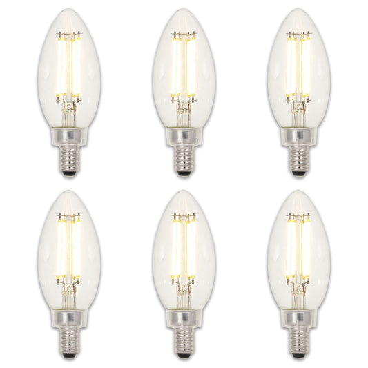 Westinghouse 3517120 3517120 40-Watt Equivalent B11 Dimmable Clear Filament Led Light Bulb with Candelabra Base (6 Pack), Clear