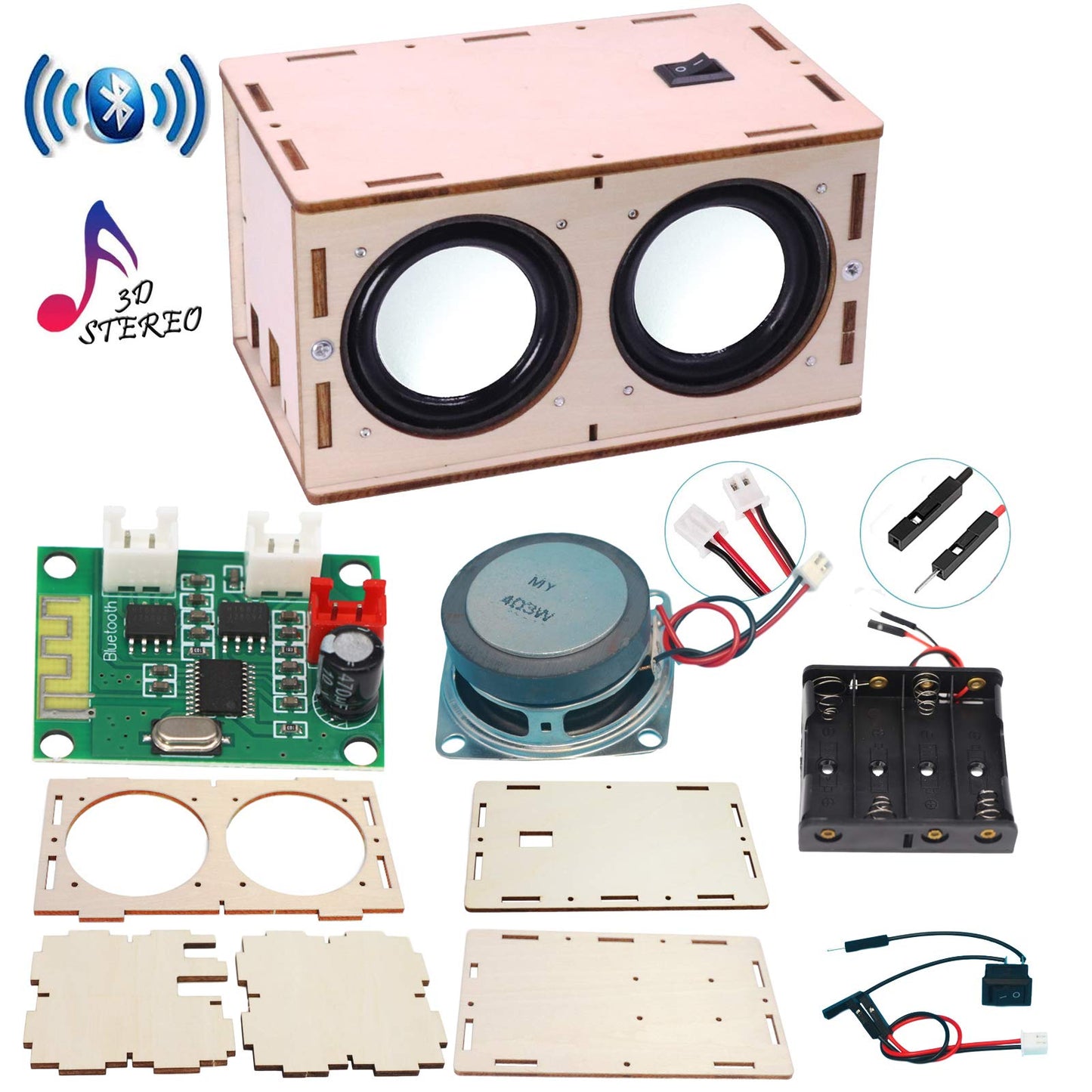 CYOEST DIY Bluetooth Speaker Box Kit Electronic Sound Amplifier - Build Your Own Portable Wood Case Bluetooth Speaker Sound - Science Experiment